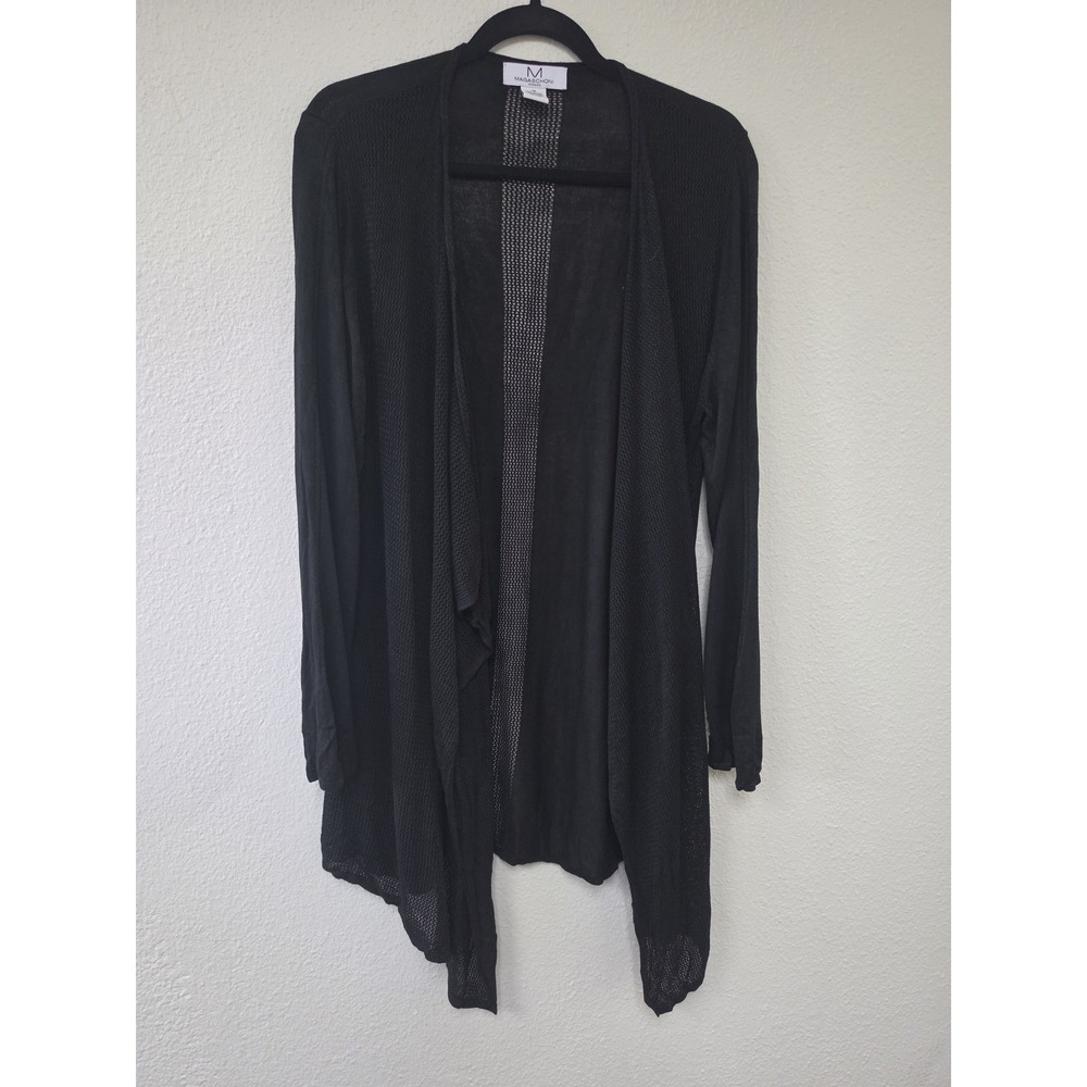 Magaschoni Cardigan Women 1X Black Solid Long Sleeve Casual Sweater Plus